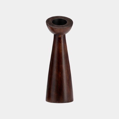 9" Brown Slanted Wood Candleholder