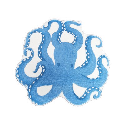 26" x 26" Blue Octopus Shaped Floor Mat