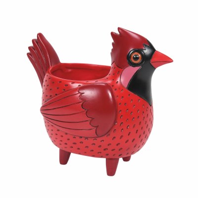 7" Red Polyresin Cardinal Pot