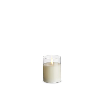 3" x 4" LED Ivory Pillar Candle in Glass