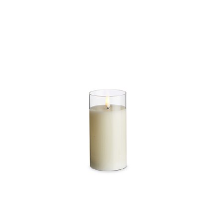 3" x 6" LED Ivory Pillar Candle in Glass