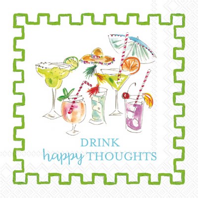 5" Square "Drink Happy Thoughts" Beverage Napkins