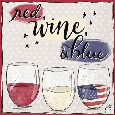 5" Square "Red, Wine, and Blue" Beverage Napkins