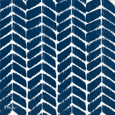 5" Square Navy and White Chevron Beverage Napkins