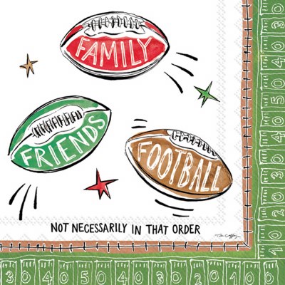 5" Square "Family, Friends, and Football" Beverage Napkins