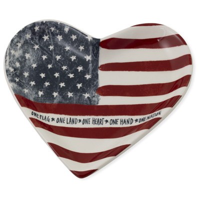 4" Melamine Heart Shaped One Flag Nation Bowl
