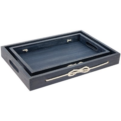 13" x 18" White and Navy Knot Tray
