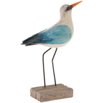 7" Blue and White Shore Bird With It's Head Up