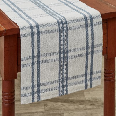 13" x 36" Blue and White French Farmhouse Plaid Table Runner