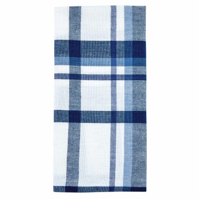 18" Sq Dark Blue and White Plaid Cloth Napkin