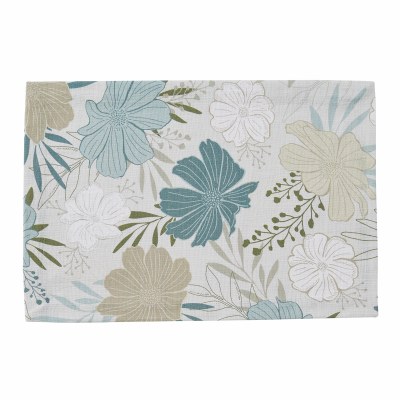 13" x 19" Blue and Beige Flowers Hollis Placemat
