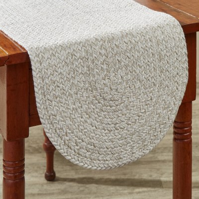 15" x 36" Beige Braided Oval Table Runner