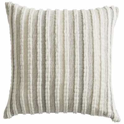 20" Sq Cream and Gray Ribbed Fina Decorative Pillow