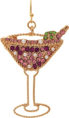 Pink Bling Martini Glass Earrings