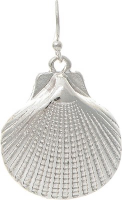 Silver Toned Scallop Shell Earrings