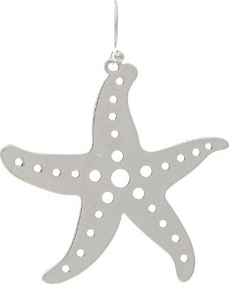 Silver Toned Flat Starfish Earrings