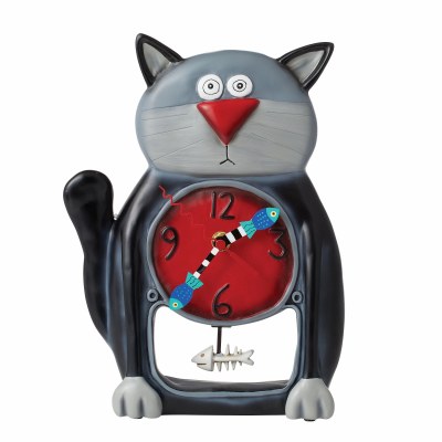 11" Black Kitty Sitting Clock