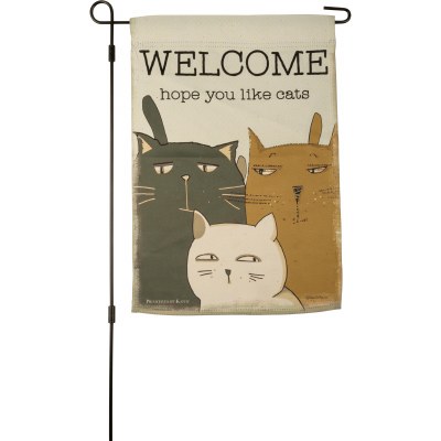 12" x 18" "Welcome Hope You Like Cats" Mini Garden Flag