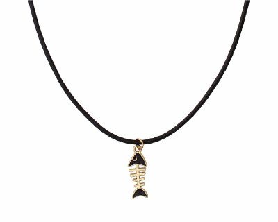16" Black and Gold Toned Bonefish Necklace