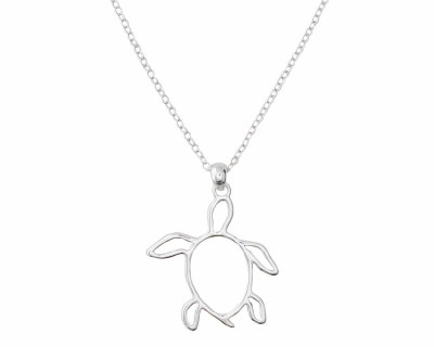18" Silver Toned Turtle Outline Necklace