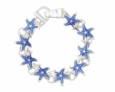 Silver Toned and Blue Starfish Bracelet