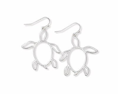 Silver Toned Turtle Outline Earrings