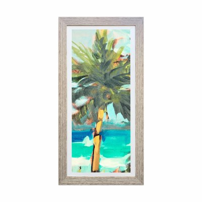 42" x 18" One Multicolor PalmTree Gel Print in a Distressed Frame