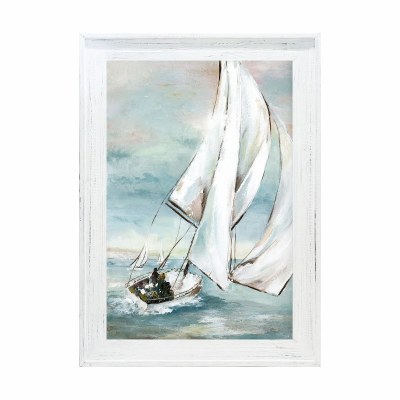 43" x 31" White Sailboats 1 Gel Print in a White Wash Frame