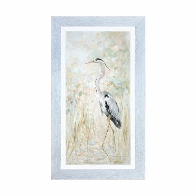 28" x 16" Gray Heron on a Multipastel Background 1 Gel Textured Print in a Graywash Frame