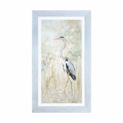 28" x 16" Gray Heron on a Multipastel Background 1 Gel Print in a Gray Wash Frame