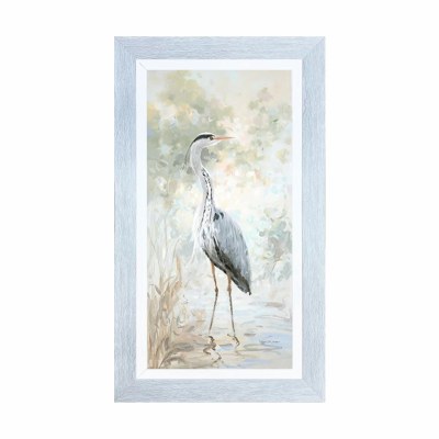 28" x 16" Gray Heron on a Multipastel Background 2 Gel Print in a Gray Wash Frame