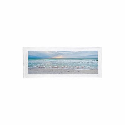 25" x 63" Ibis School on the Beach Gel Print in a White Wash Frame