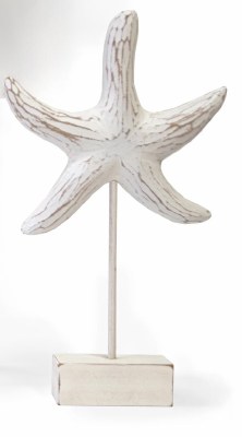 14" Distressed White Starfish on a Stand Statue
