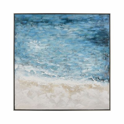 40" Sq Abstract Beach Scene Framed Canvas