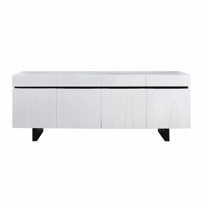 72" White and Black Four Drawer Four Door Cradenza