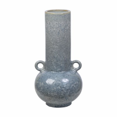 10" Blue Two Handle Ceramic Vase