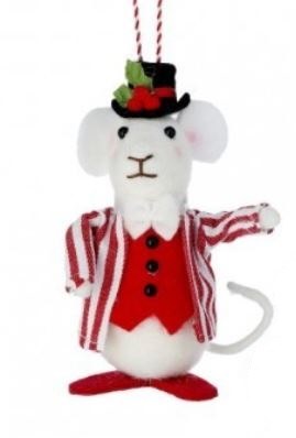 5" Red and White Boy Mouse Ornament