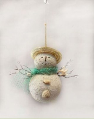 7" Coastal Sand Snowman Ornament