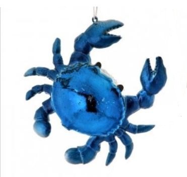 4" Blue Glass Crab Ornament