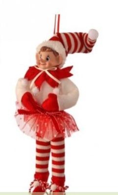 9" Red Shoes Elf Ornament
