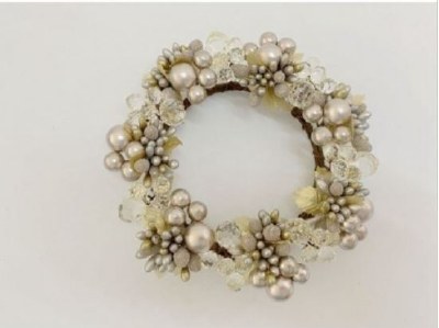 3" Opening Faux Silver, Gold, and Clear Beaded Candle Ring