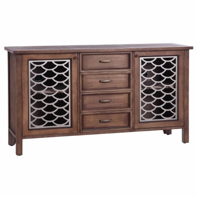 60" Brown Two Scale Doors and Four Drawers Cradenza