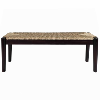 46" Black Wood Bench and a Natural Woven Seat