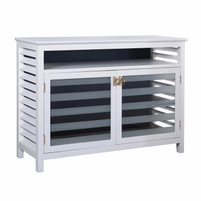 50" White Two Glass Door Shutter Cabinet