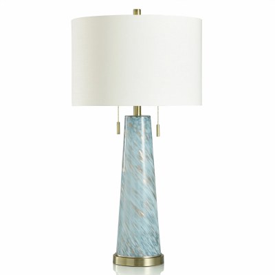 33" Blue and Gold Double Pull Glass Table Lamp