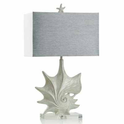 29" White and Silver Spiral Shell Table Lamp