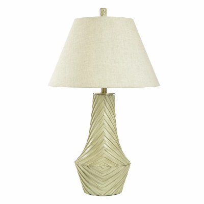 31" Gray and Taupe Groove Table Lamp
