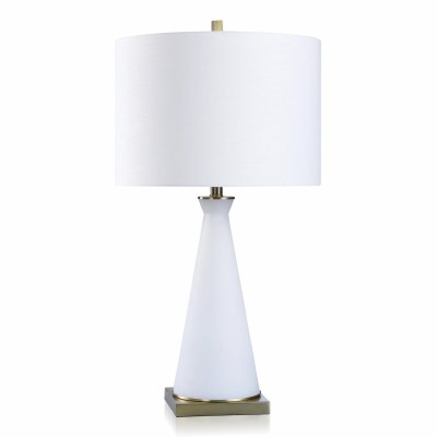 30" White Cone Glass Table Lamp