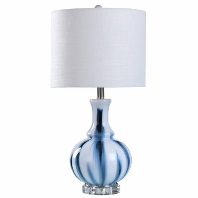 25" Blue and White Glass Table Lamp