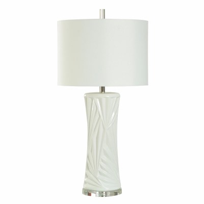 34" White Art Deco Table Lamp